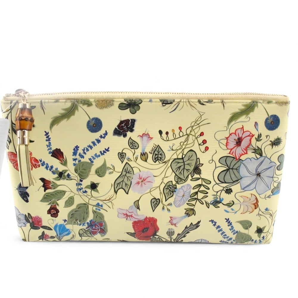 GUCCI Limited Hong Kong Edition Floral Print Bamboo Clutch Bag - Picture 1 of 7